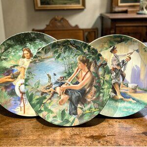 Vintage Edwin M. Knowles Tom Sawyer Plates Set of 3 (1987)
